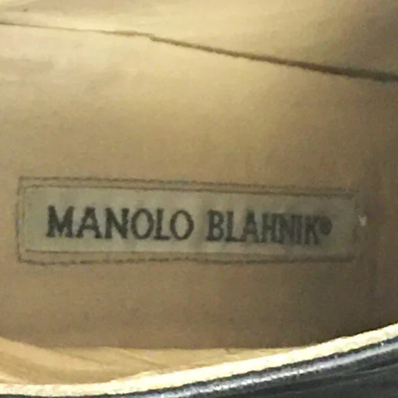 MANOLO BLAHNIK Black Leather Point Toe Ankle Boots 💋 SIZE 38 - Picture 13 of 16